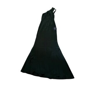 Lulu's Emerald Green Satin One Shoulder Maxi Dress Formal Gown XS NWT